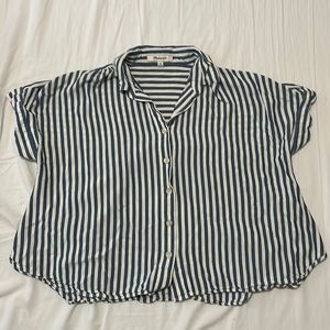 Madewell blue stripe short sleeve button down shirt xs